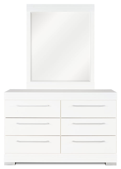 Commode de chambre à coucher Riley de 49 po (L) x 31 po (H) à 6 tiroirs, fabriquée au Canada - blanche
