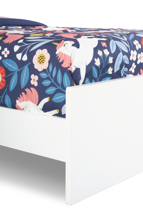 Lit à panneaux Riley avec tête de lit et cadre de lit pour enfants, fabriqué au Canada, blanc - format lit simple