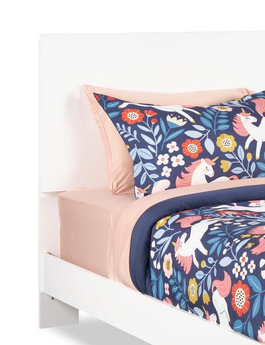 Lit à panneaux Riley avec tête de lit et cadre de lit pour enfants, fabriqué au Canada, blanc - format lit simple