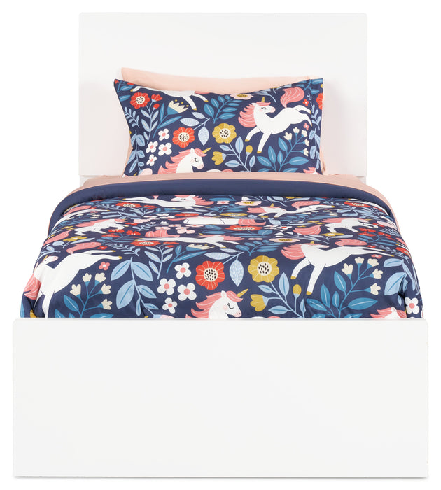 Lit à panneaux Riley avec tête de lit et cadre de lit pour enfants, fabriqué au Canada, blanc - format lit simple