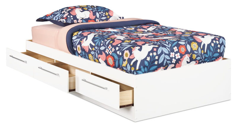 Lit matelot Riley avec 3 tiroirs de rangement pour enfants, fabriqué au Canada, blanc - format lit simple