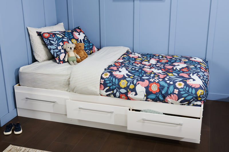 Lit matelot Riley avec 3 tiroirs de rangement pour enfants, fabriqué au Canada, blanc - format lit simple