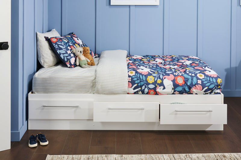 Lit matelot Riley avec 3 tiroirs de rangement pour enfants, fabriqué au Canada, blanc - format lit simple