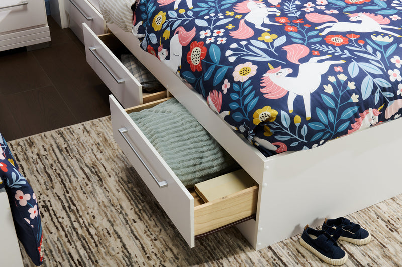 Lit matelot Riley avec 3 tiroirs de rangement pour enfants, fabriqué au Canada, blanc - format lit simple