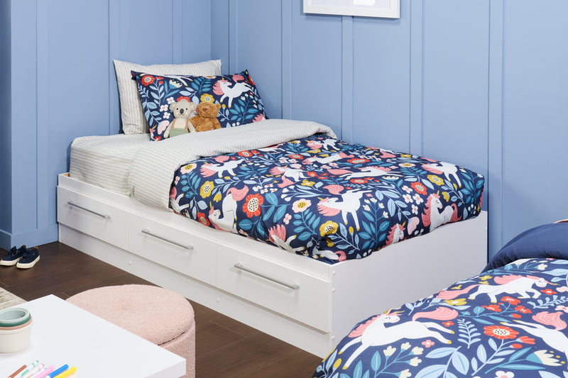 Lit matelot Riley avec 3 tiroirs de rangement pour enfants, fabriqué au Canada, blanc - format lit simple