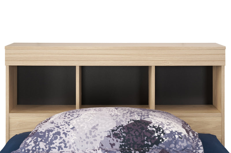 Lit matelot Riley fabriqué au Canada avec ensemble de tête de lit bibliothèque pour enfants, naturel - format lit simple