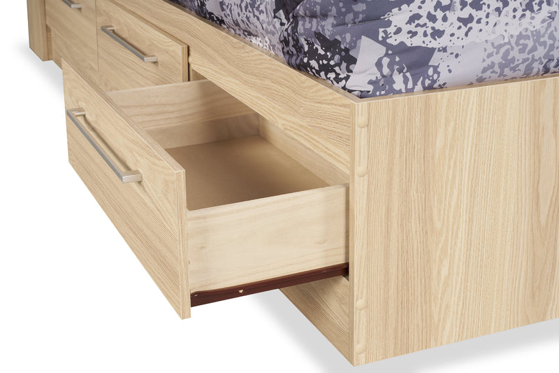 Lit matelot Riley fabriqué au Canada avec ensemble de tête de lit bibliothèque pour enfants, naturel - format lit simple