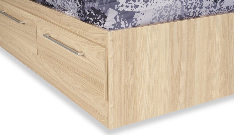 Lit matelot Riley fabriqué au Canada avec ensemble de tête de lit bibliothèque pour enfants, naturel - format lit simple