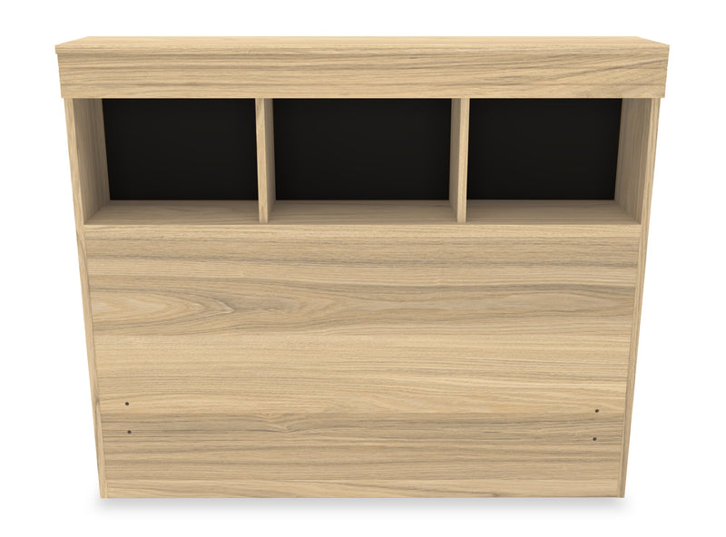 Ensemble lit matelot Riley 6 pièces avec tête de lit bibliothèque, commode, miroir et table de nuit, naturel - format lit simple