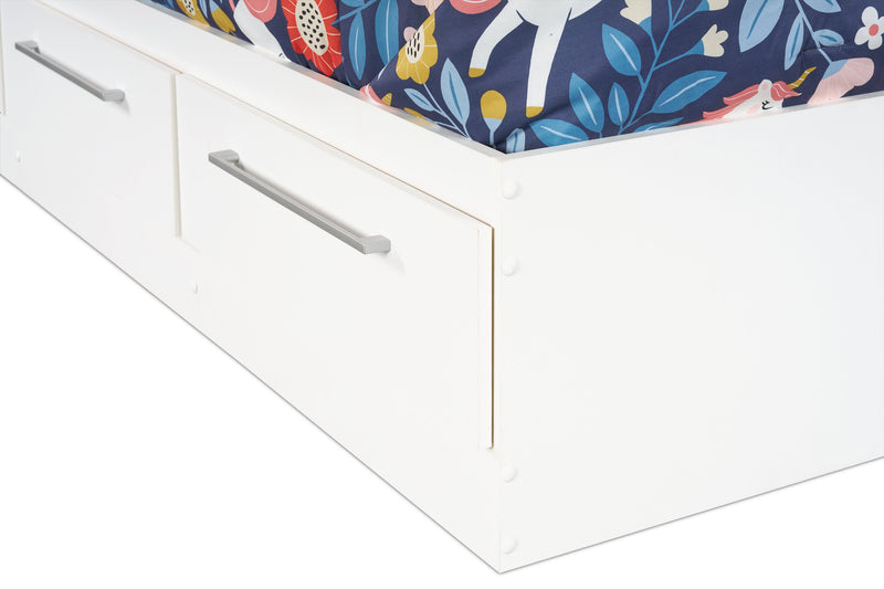 Lit matelot Riley avec ensemble de tête de lit bibliothèque pour enfants, fabriqué au Canada, blanc - format lit simple