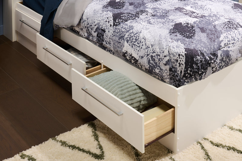 Lit matelot Riley avec ensemble de tête de lit bibliothèque pour enfants, fabriqué au Canada, blanc - format lit simple