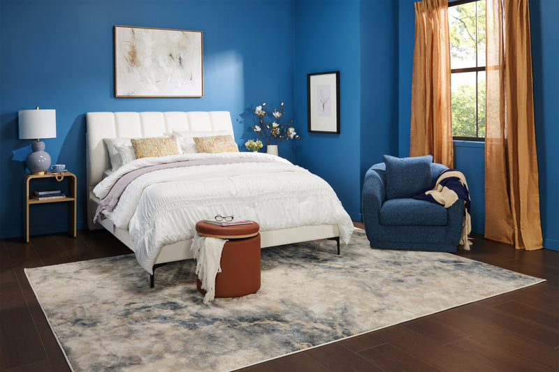 Fauteuil d’appoint pivotant Rio de 34,5 po en tissu de chenille - bleu