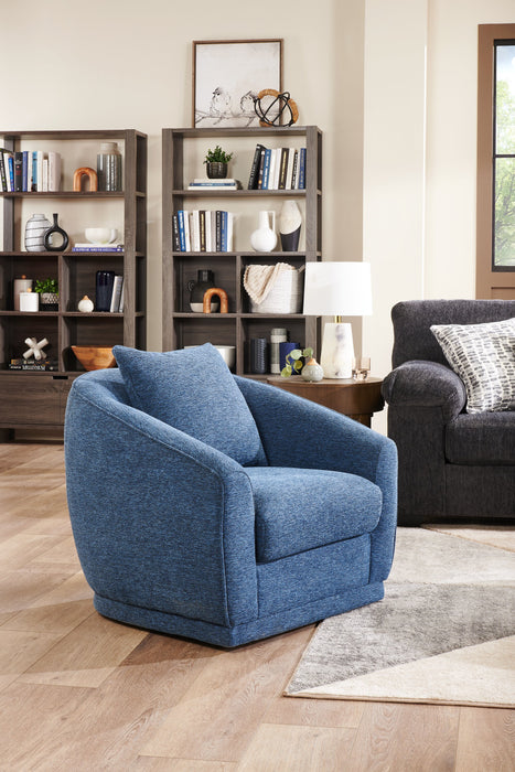 Fauteuil d’appoint pivotant Rio de 34,5 po en tissu de chenille - bleu
