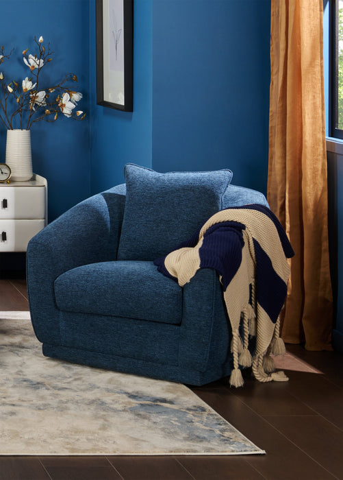 Fauteuil d’appoint pivotant Rio de 34,5 po en tissu de chenille - bleu