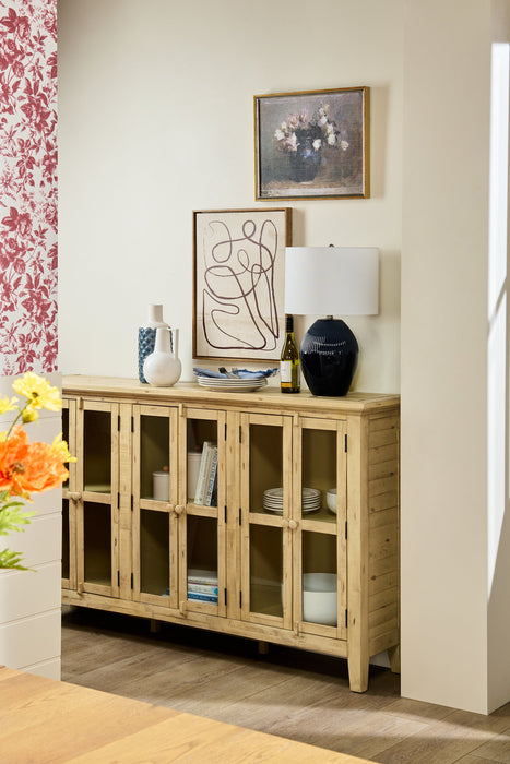 Grande armoire décorative Rocco de 70 po avec 6 portes - crème