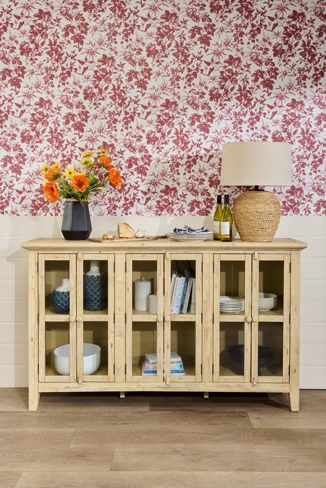 Grande armoire décorative Rocco de 70 po avec 6 portes - crème