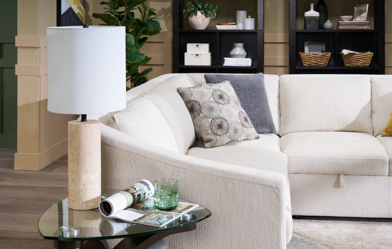 Lampe de table moderne Rocco de 25 po en pierre - travertin naturel