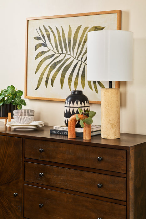 Lampe de table moderne Rocco de 25 po en pierre - travertin naturel