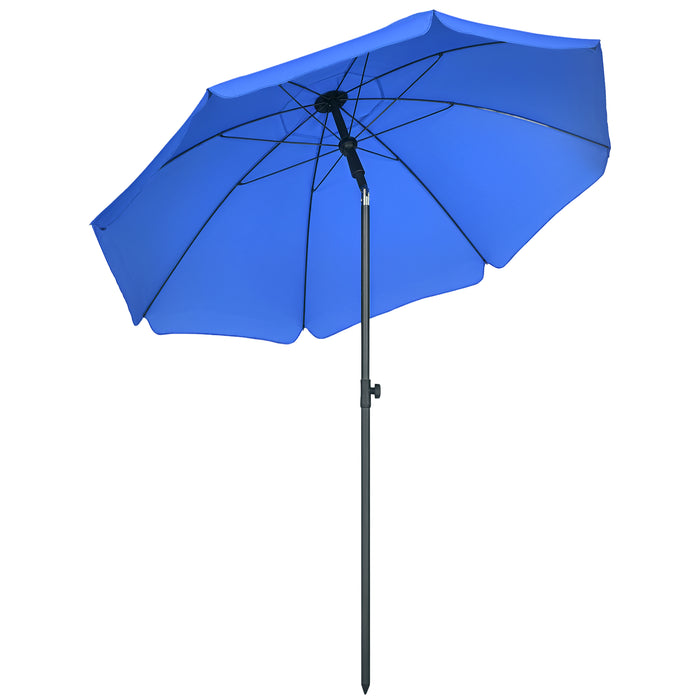 Outsunny Parapluie De Plage Exterieur De 6 Pieds Avec Canopee Inclinable Uv50+, Bleu