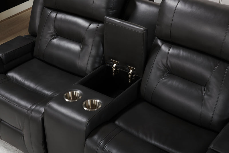 Causeuse à inclinaison électrique Ryker de 72,24 po en similicuir avec console de rangement et ports USB - grise