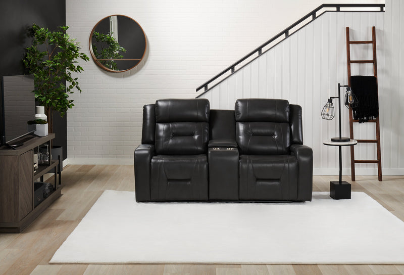 Causeuse à inclinaison électrique Ryker de 72,24 po en similicuir avec console de rangement et ports USB - grise