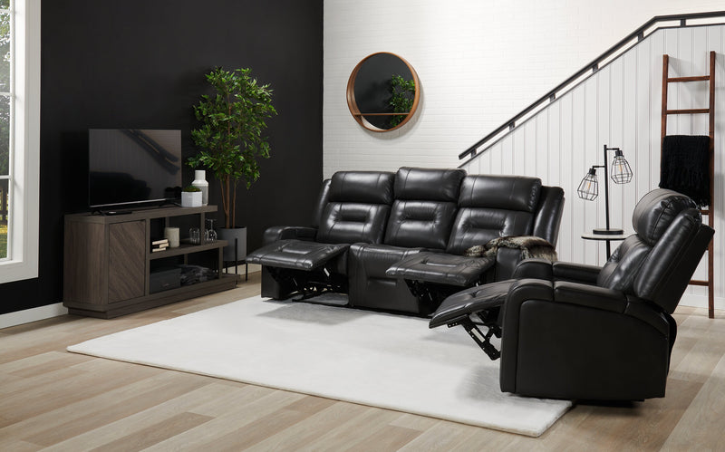 Sofa à inclinaison électrique Ryker de 82,5 po en similicuir avec accoudoirs de rangement et ports USB - gris