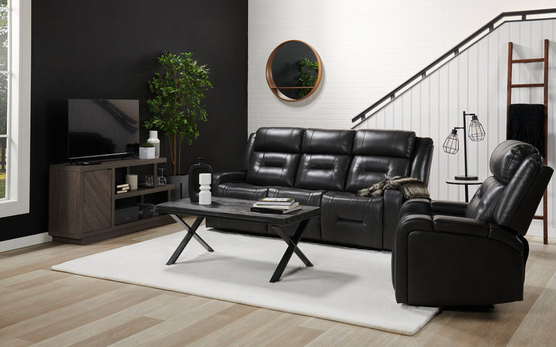 Fauteuil inclinable Ryker de 36,8 po en tissu d’apparence cuir avec accoudoirs de rangement - gris