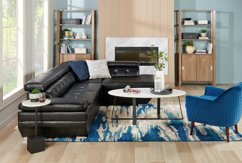 Table d'appoint Sabrina de 14 po - noire avec dessus en imitation de marbre blanc