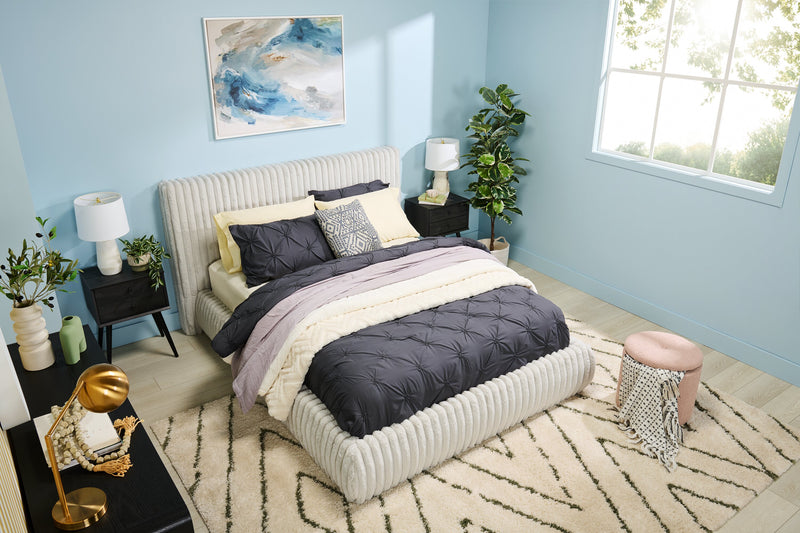 Pouf de rangement rond Saskatchewan de 14,75 po en tissu - rose