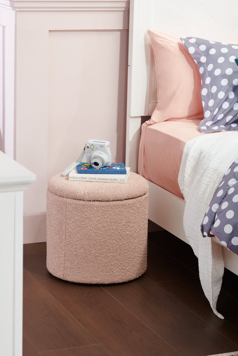 Pouf de rangement rond Saskatchewan de 14,75 po en tissu - rose
