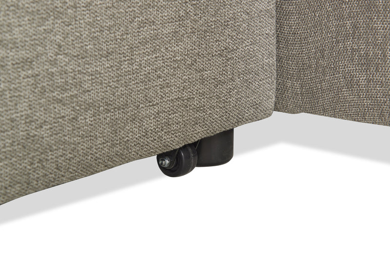 Sofa-lit sectionnel Savvy 3 pièces en tissu d’apparence lin avec appuie-têtes réglables - gris