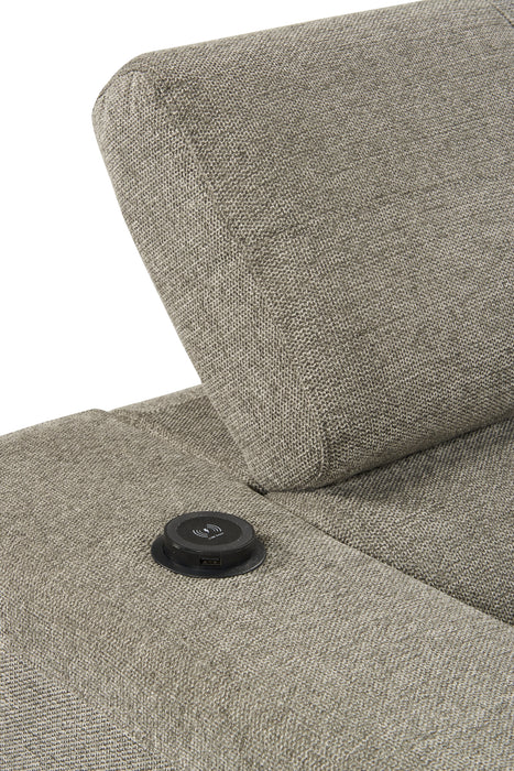 Sofa-lit sectionnel Savvy 3 pièces en tissu d’apparence lin avec appuie-têtes réglables - gris