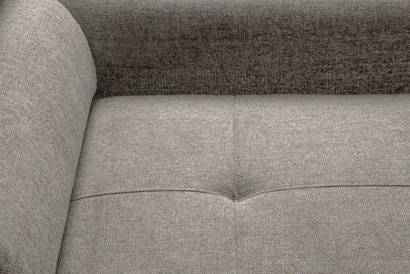 Sofa-lit sectionnel Savvy 3 pièces en tissu d’apparence lin avec 2 fauteuils longs de rangement et appuie-têtes réglables - gris