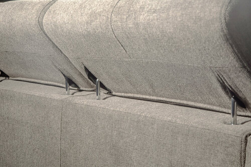 Sofa-lit sectionnel Savvy 3 pièces en tissu d’apparence lin avec 2 fauteuils longs de rangement et appuie-têtes réglables - gris