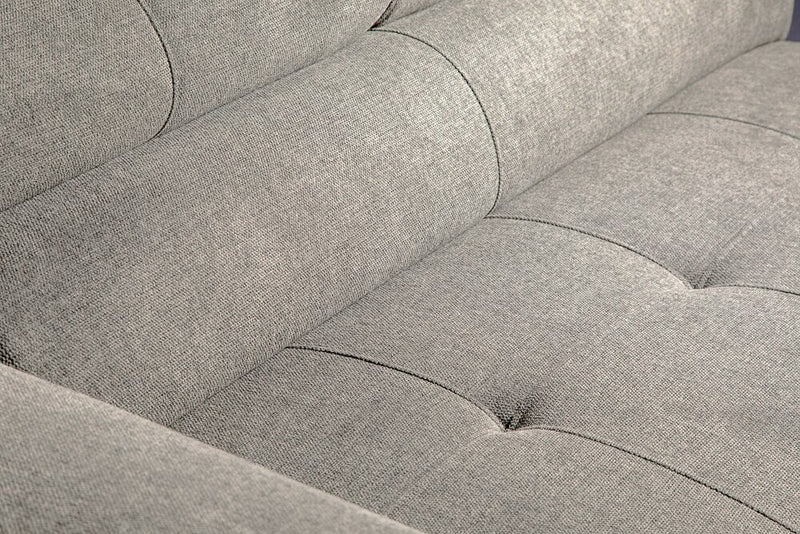 Sofa-lit sectionnel Savvy 3 pièces en tissu d’apparence lin avec 2 fauteuils longs de rangement et appuie-têtes réglables - gris