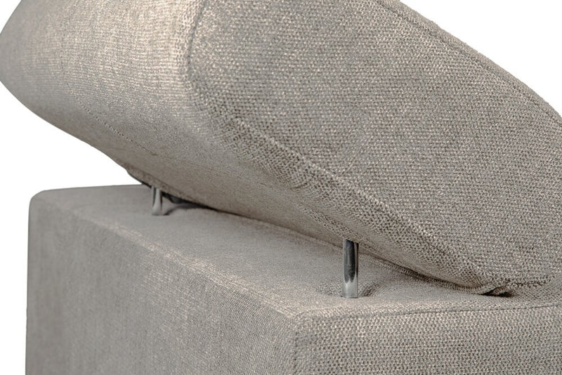 Sofa-lit sectionnel Savvy 3 pièces en tissu d’apparence lin avec 2 fauteuils longs de rangement et appuie-têtes réglables - gris