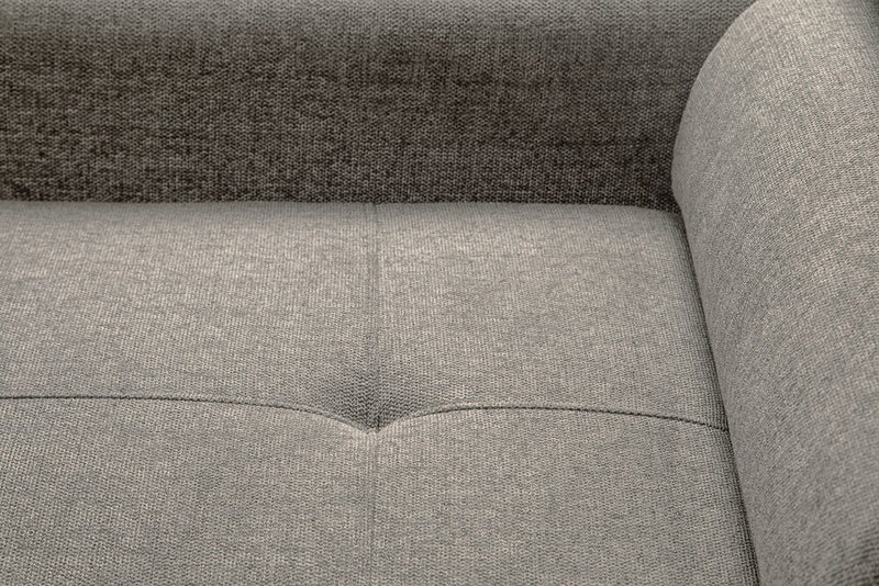 Sofa-lit sectionnel de gauche Savvy 5 pièces en tissu d’apparence lin avec fauteuil long de rangement et appuie-têtes réglables - gris