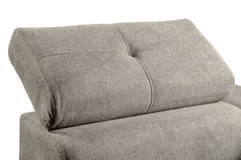 Sofa-lit sectionnel de gauche Savvy 5 pièces en tissu d’apparence lin avec fauteuil long de rangement et appuie-têtes réglables - gris