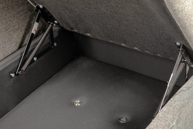 Sofa-lit sectionnel de gauche Savvy 5 pièces en tissu d’apparence lin avec fauteuil long de rangement et appuie-têtes réglables - gris