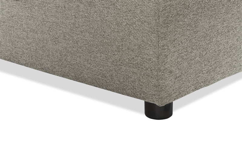 Sofa-lit sectionnel de gauche Savvy 2 pièces en tissu d’apparence lin avec fauteuil long de rangement et appuie-têtes réglables - gris