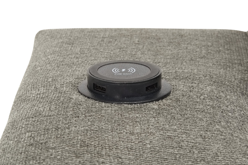 Sofa-lit sectionnel de droite Savvy 2 pièces en tissu d’apparence lin avec fauteuil long de rangement et appuie-têtes réglables - gris