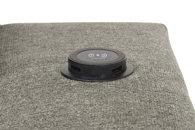 Sofa-lit sectionnel de gauche Savvy 2 pièces en tissu d’apparence lin avec fauteuil long de rangement et appuie-têtes réglables - gris