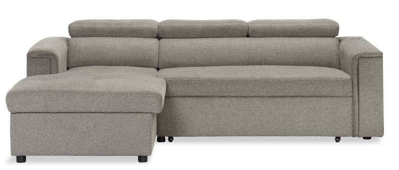 Sofa sectionnel Savvy 2 pièces en tissu d'apparence lin - gris