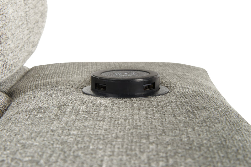 Sofa-lit sectionnel de gauche Savvy 3 pièces en tissu d’apparence lin avec fauteuil long de rangement et appuie-têtes réglables - gris