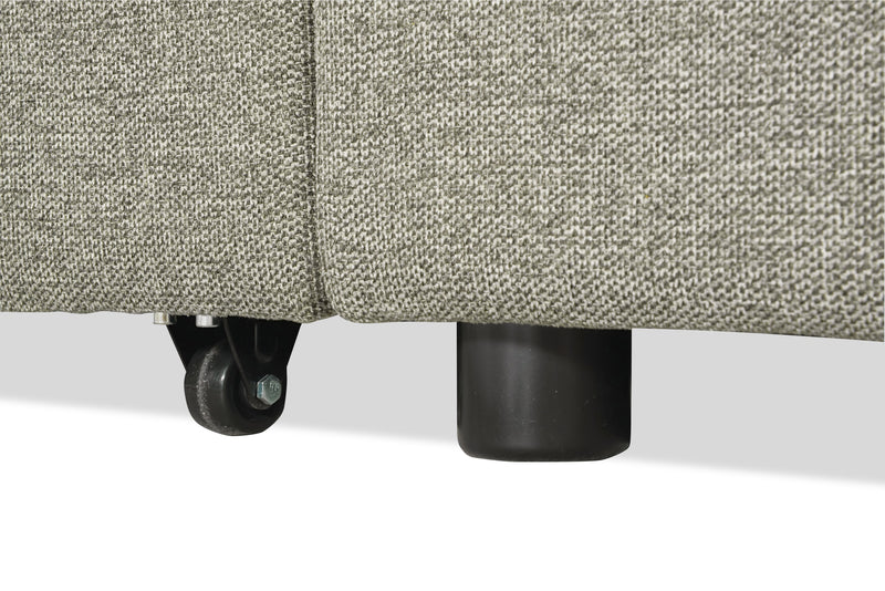 Sofa-lit sectionnel de droite Savvy 3 pièces en tissu d’apparence lin avec fauteuil long de rangement et appuie-têtes réglables - gris