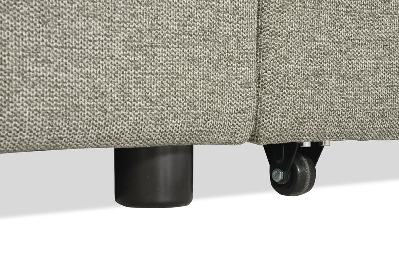 Sofa-lit sectionnel de gauche Savvy 3 pièces en tissu d’apparence lin avec fauteuil long de rangement et appuie-têtes réglables - gris