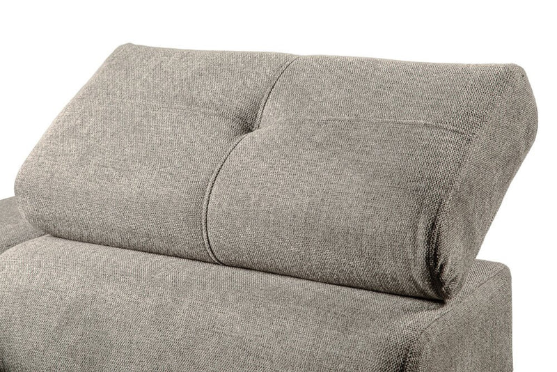 Sofa-lit sectionnel de droite Savvy 5 pièces en tissu d’apparence lin avec fauteuil long de rangement et appuie-têtes réglables - gris