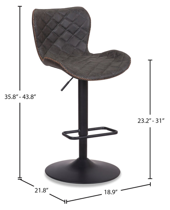 Tabouret 23-31 po bar Seth en tissu de cuir végétalien et en métal avec siège pivotant et réglable - gris