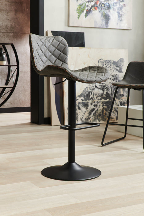 Tabouret bar Seth en tissu de cuir végétalien et en métal avec siège pivotant et réglable - gris
