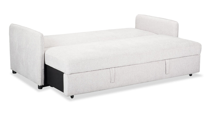 Sofa-lit Shadow de 82,5 po en tissu d’apparence lin avec rangement et deux accoudoirs coussinés - gris